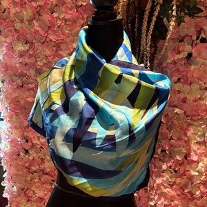 Adrienne Vittadini SILK Blue and Black Scarf